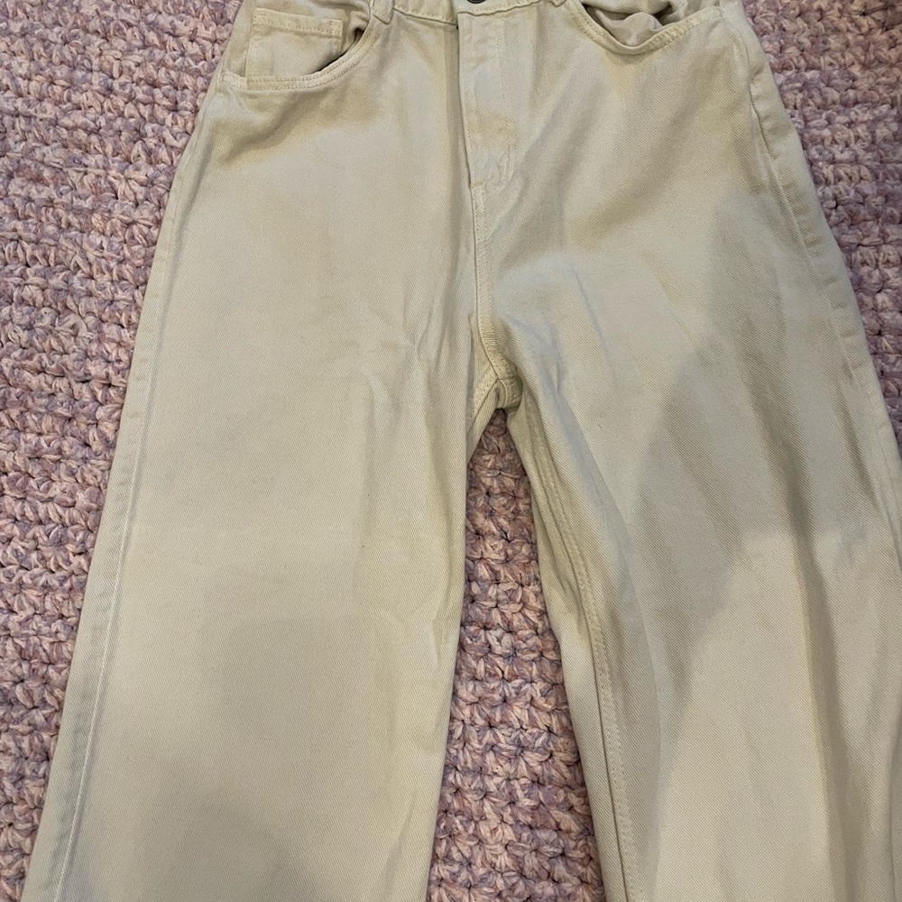 H&M cream Straight-Leg High-Waisted Jeans